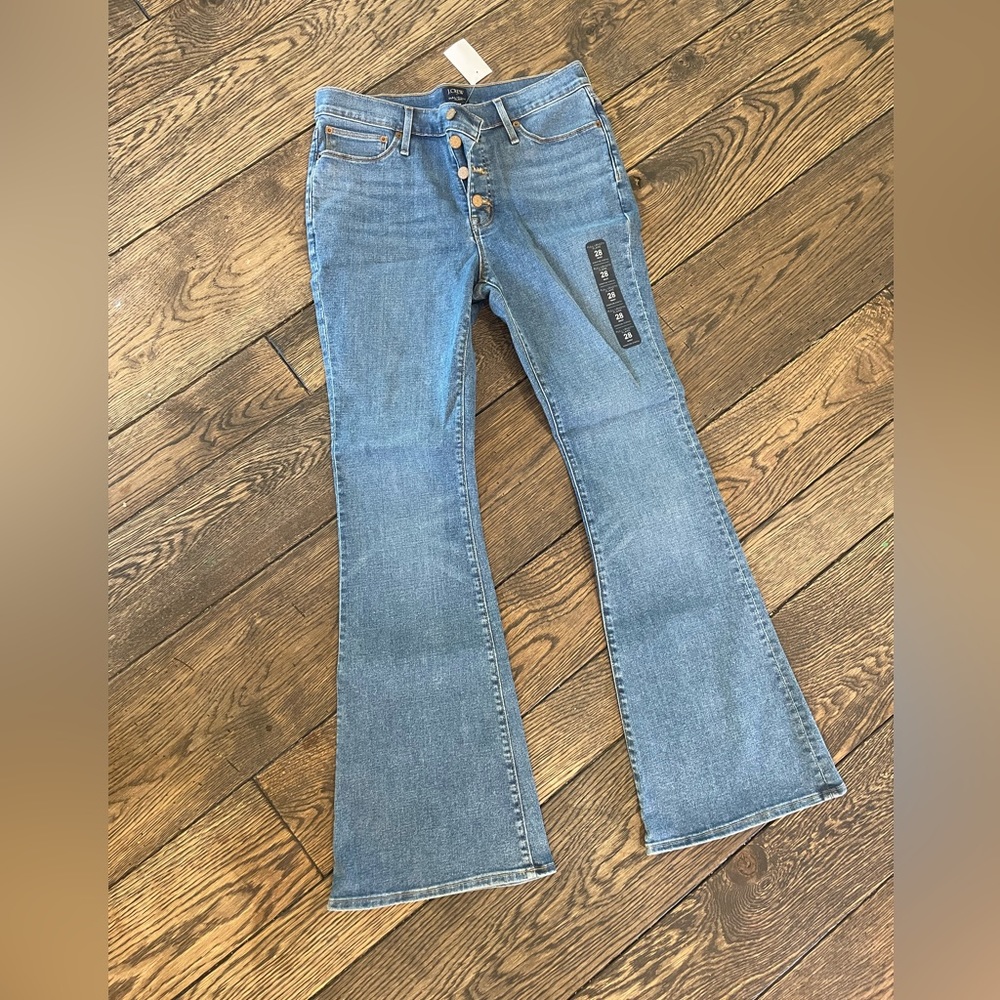 J. Crew factory full length flare Jean in signature stretch, size 28